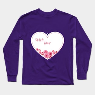 white heart with love and flowers Long Sleeve T-Shirt